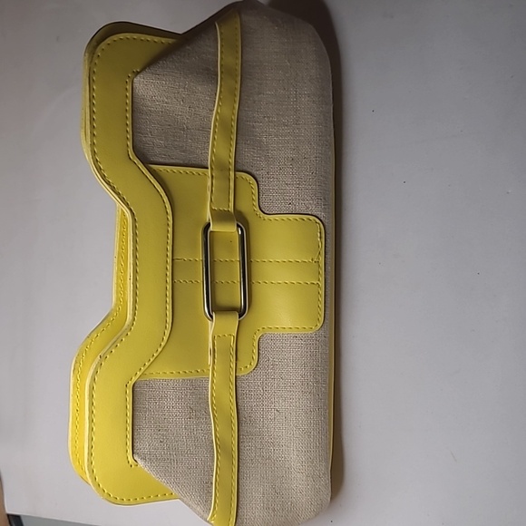 Elizabeth Arden Clutch Bag Wallet Makeup Cosmetic Bag Yellow And Beige - Picture 3 of 4